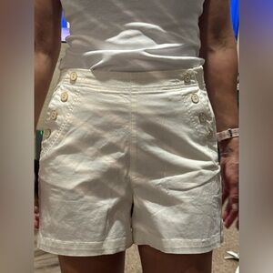 White Button-Detail Shorts